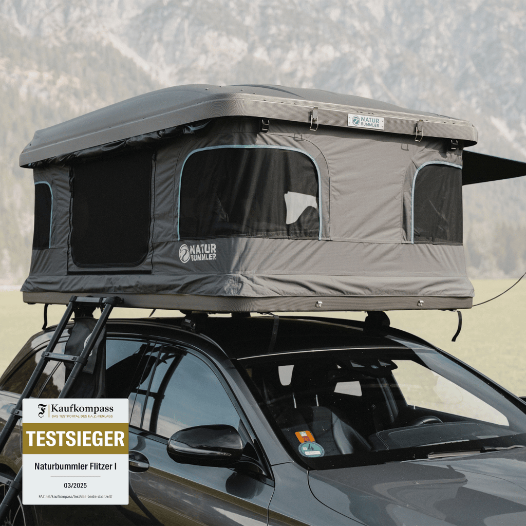 fahrzeug mit eingebautem zelt Naturbummler Flitzer 1 Hartschalen Dachzelt » Hier kaufen