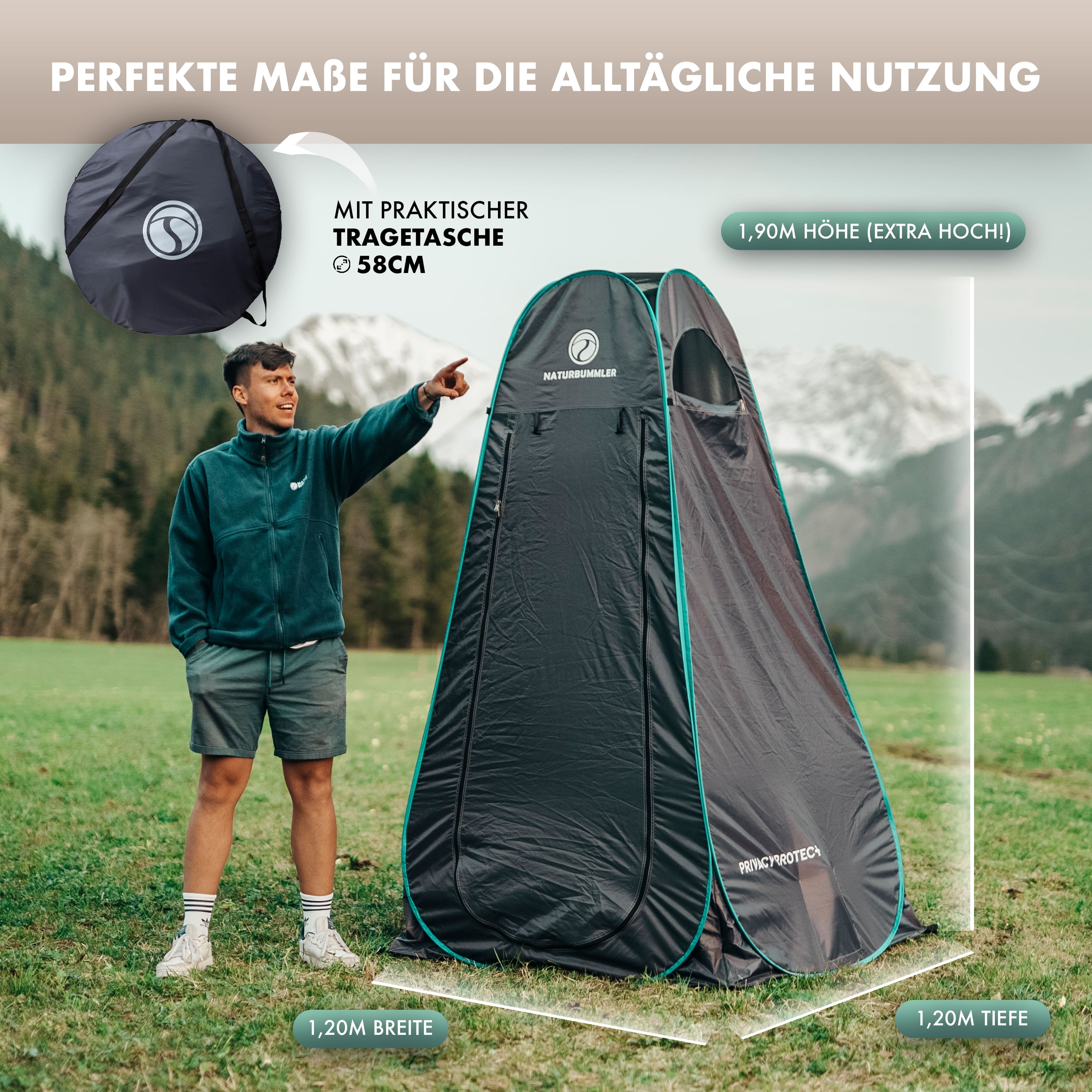 Duschzelt Privacy Protec+ – Naturbummler