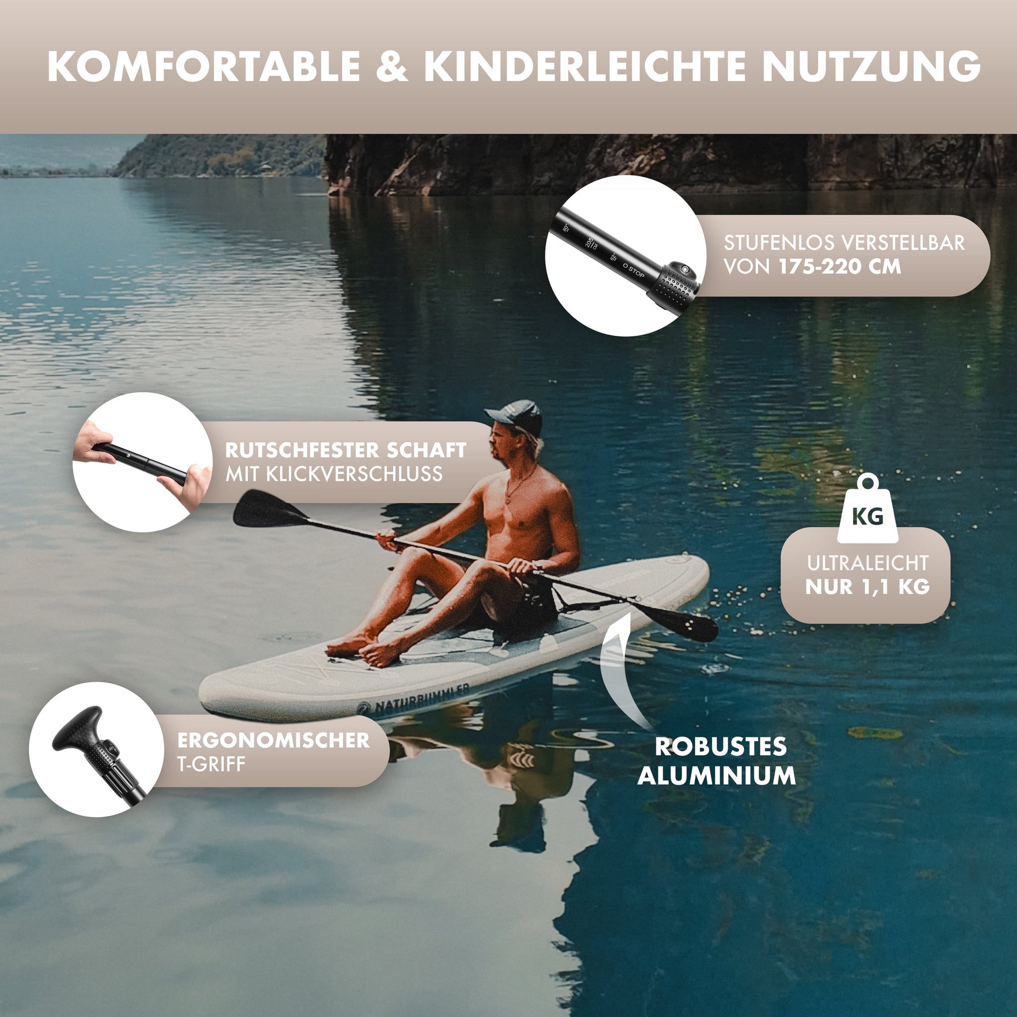 Doppelpaddel für SUP & Kajak